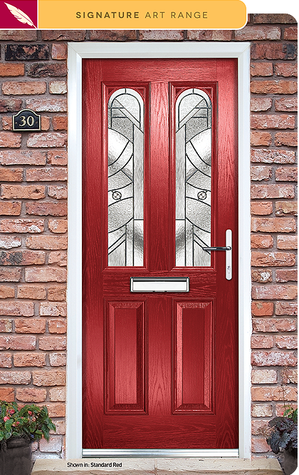 Abstract composite door glass